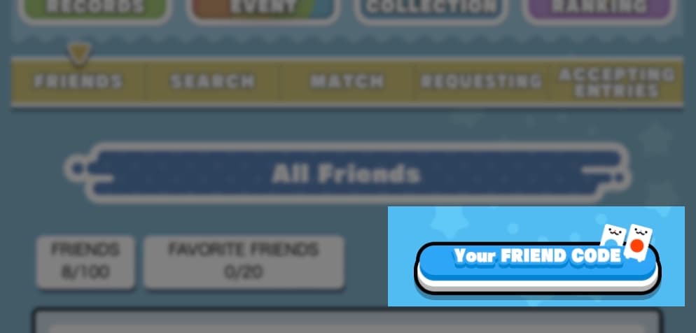 Friend code button